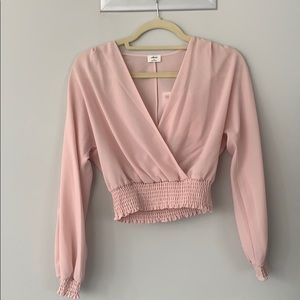 Wilfred blush pink long sleeve cropped blouse